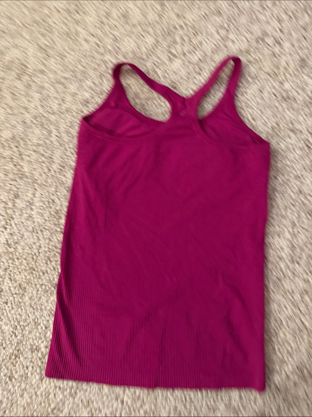 Women’s Ribbed Racerback Tank Top - Berry - Picture 2 of 3